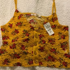 Lace yellow cropped top.